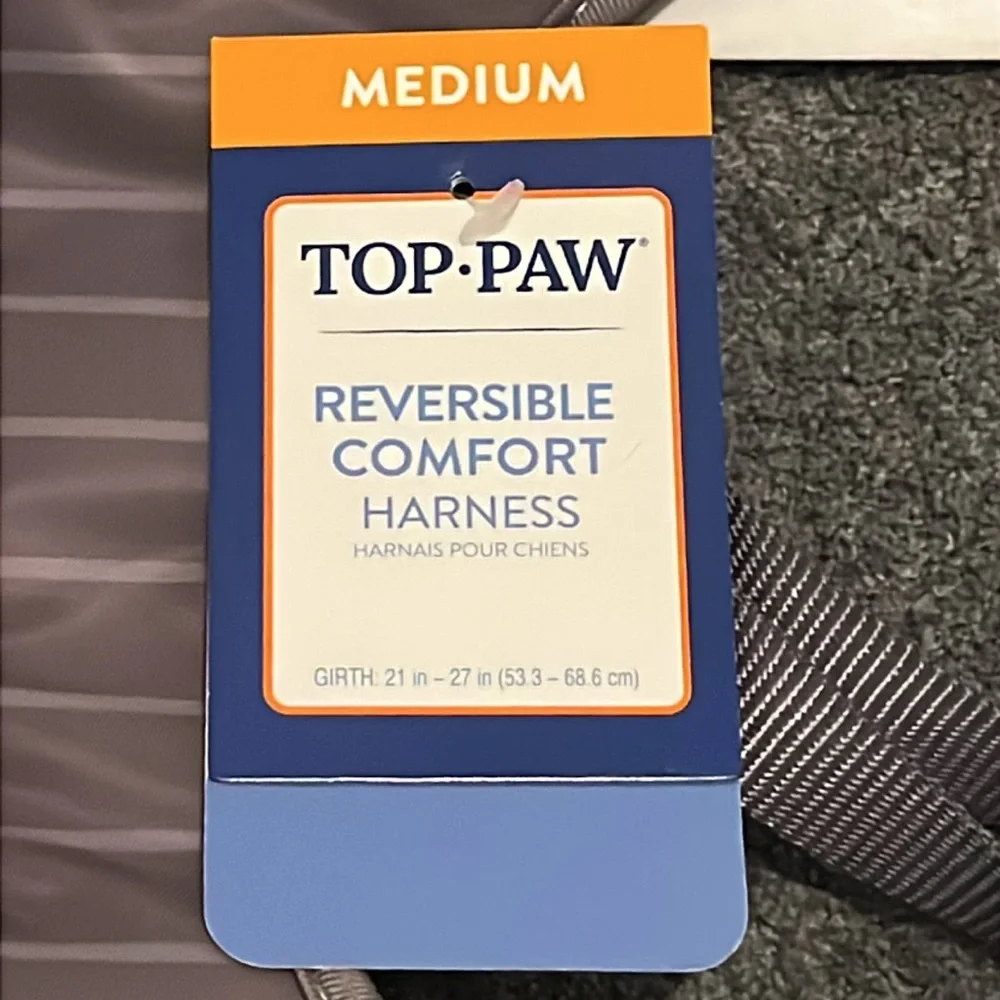 Dog Harness Top Paw Reversible Comfort in Gray stripes NWT